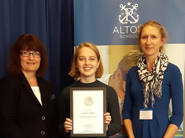 Dr Jane Gould, Director of Alton School’s International Programme, Lauren Shea, TeenTech International Ambassador and Dr Louise Clayton, Head of Scien